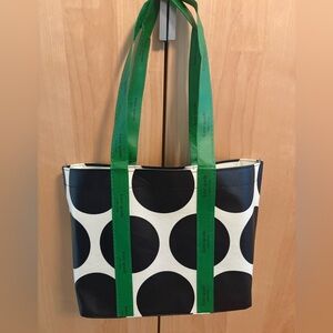 Kate Spade Black and White Tote with Green Handles